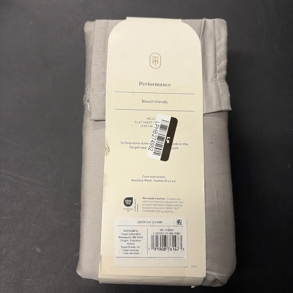 Queen 400 Thread Count Performance Flat Sheet Gray - Threshold: Cotton 20518